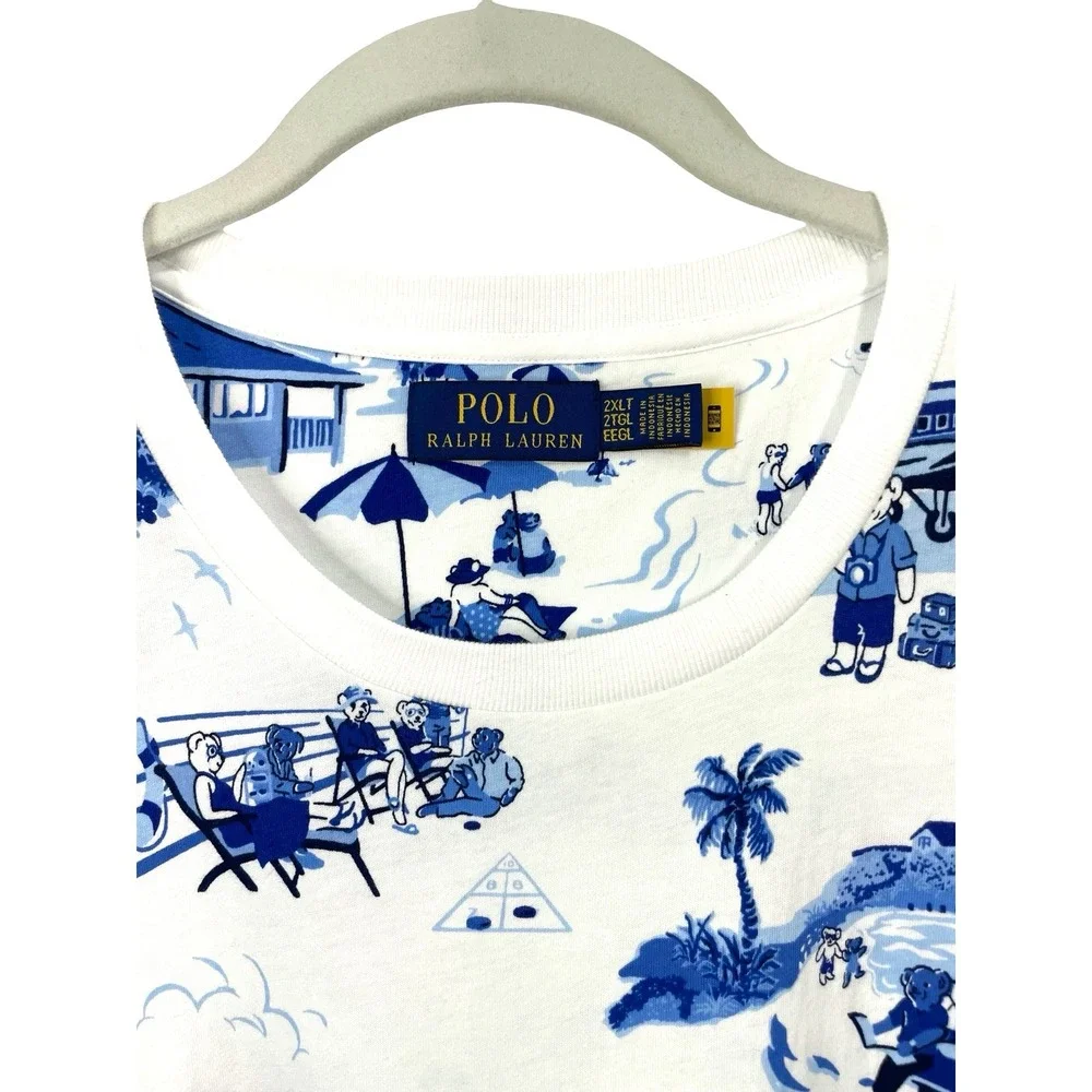 Polo Ralph Lauren‎ Bear Jersey T-Shirt top Size 2XLT aloha palm beach vacation
